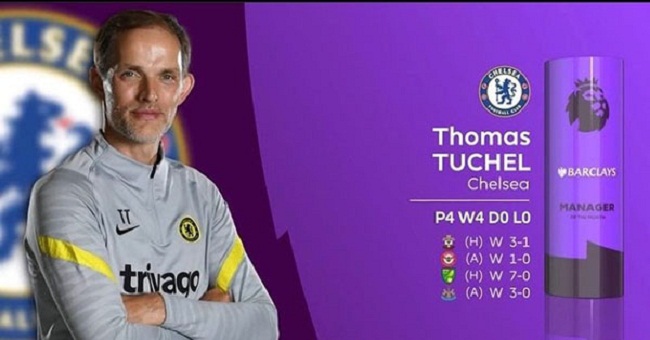 Huấn luyện viên Tuchel và tiền đạo Salah được vinh danh tại Premier League