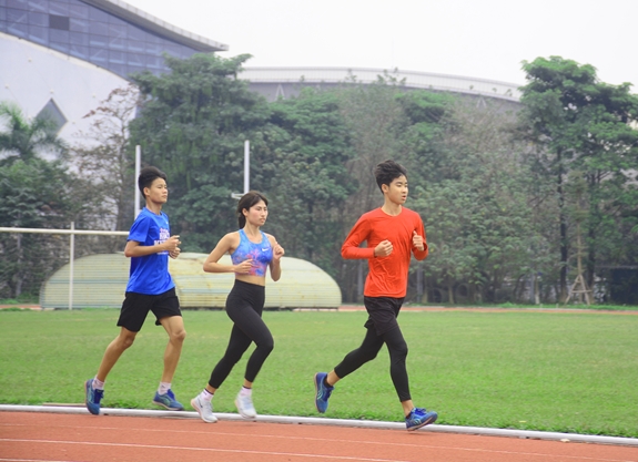 Một số thành viên đội tuyển điền kinh tập huấn ở Lai Châu