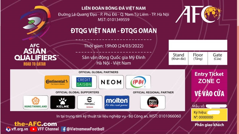 Vé xem trận Việt Nam – Oman được bán trực tiếp tại sân Mỹ Đình